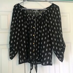 Black and white tribal pattern blouse